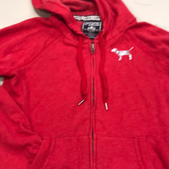 PINK Victoria's Secret Tops - Pink by VS Red Medium Zip Sweatshirt